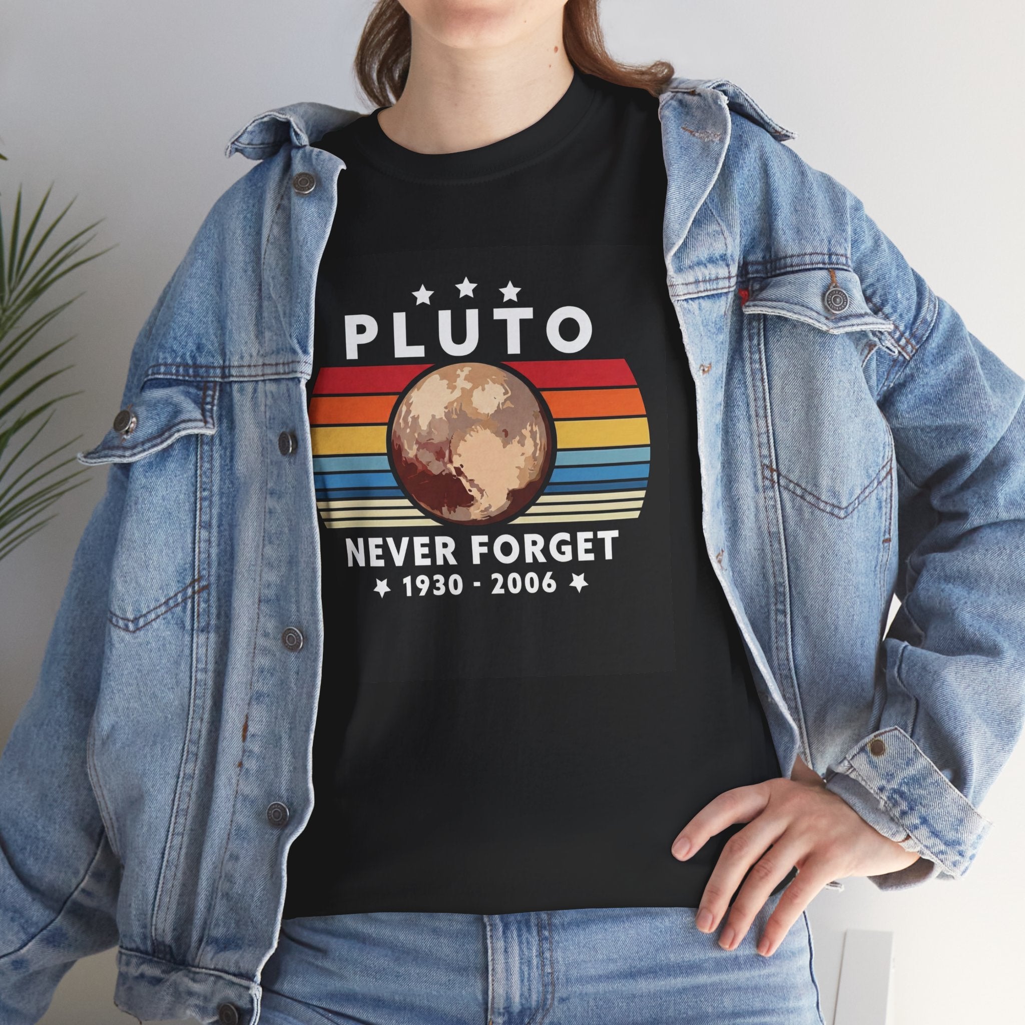 Pluto Never Forget Retro Planet T-Shirt — Vintage Space Tribute Tee (1930–2006)