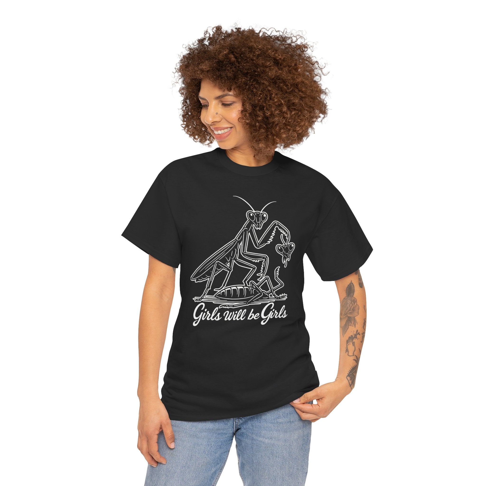 Mantis Graphic Tee — 'Girls Will Be Girls' Vintage-Inspired Feminist T-Shirt