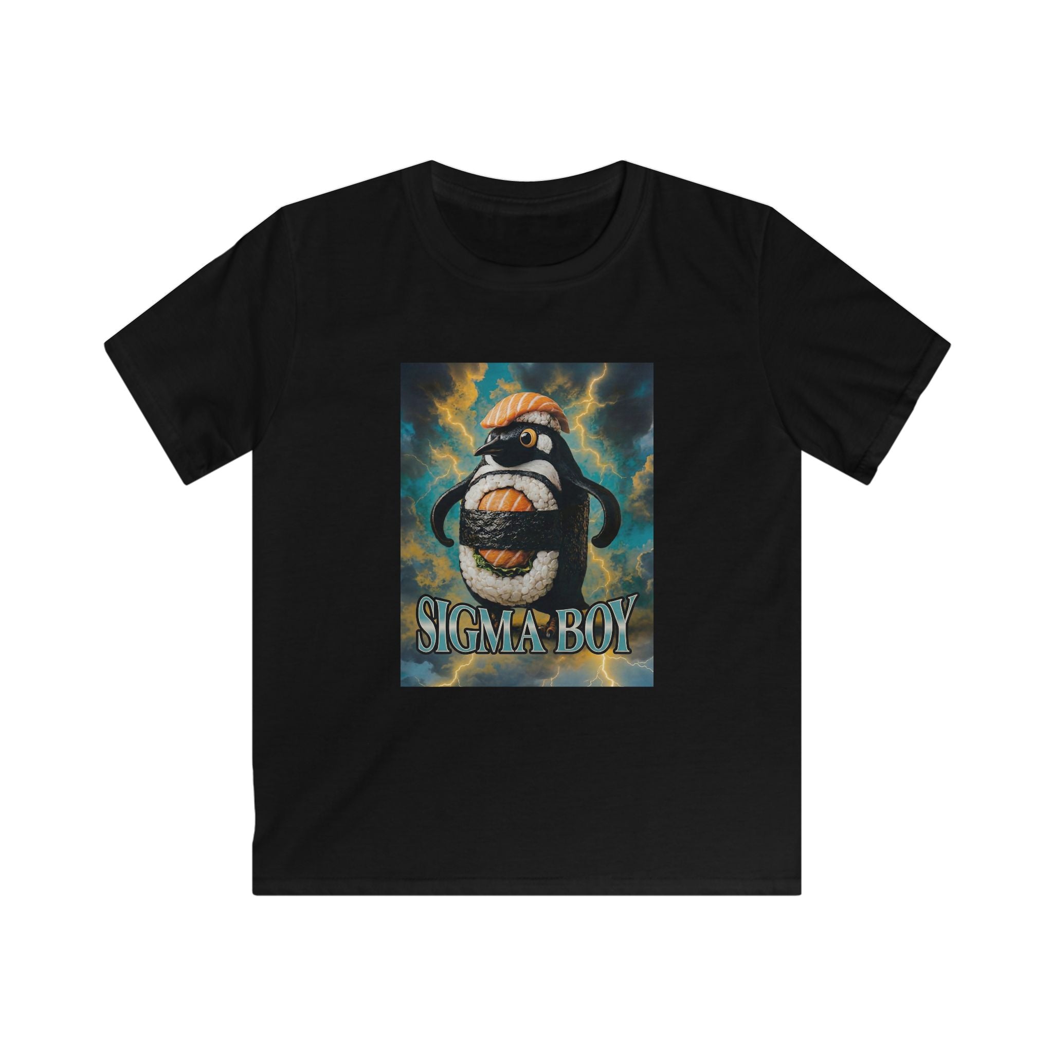 Kids T‑Shirt — 'Sigma Boy' Penguin Graphic Tee for Kids (Cool Retro Vibe)