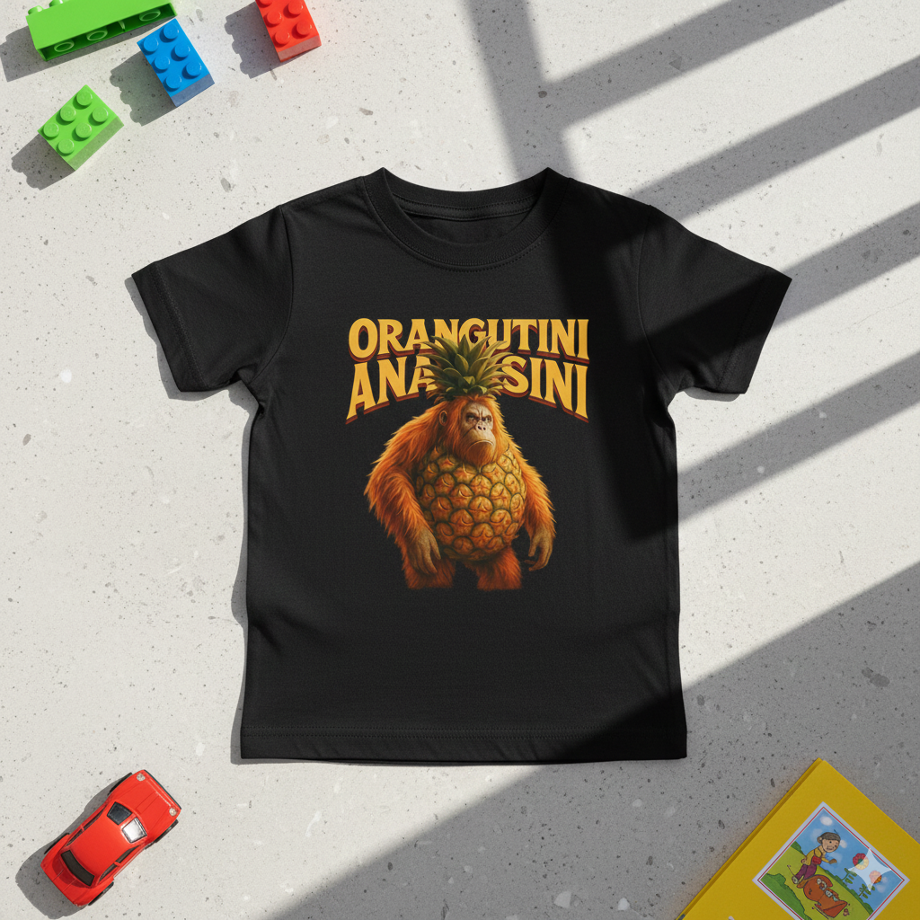 Kids T‑Shirt – "Orangutini Ananasini" Pineapple Orangutan Graphic Tee