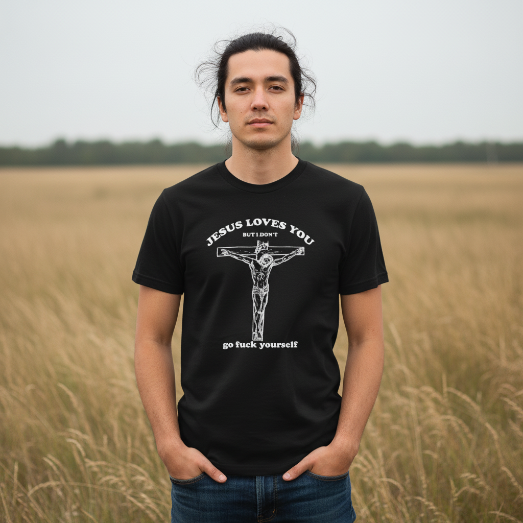 Jesus Loves You But I Don't Shirt | Dark Humor & Grunge Tee | Offensive Atheist Gift | Sarcastic Goth Streetwear | Edgy Alt Fashion